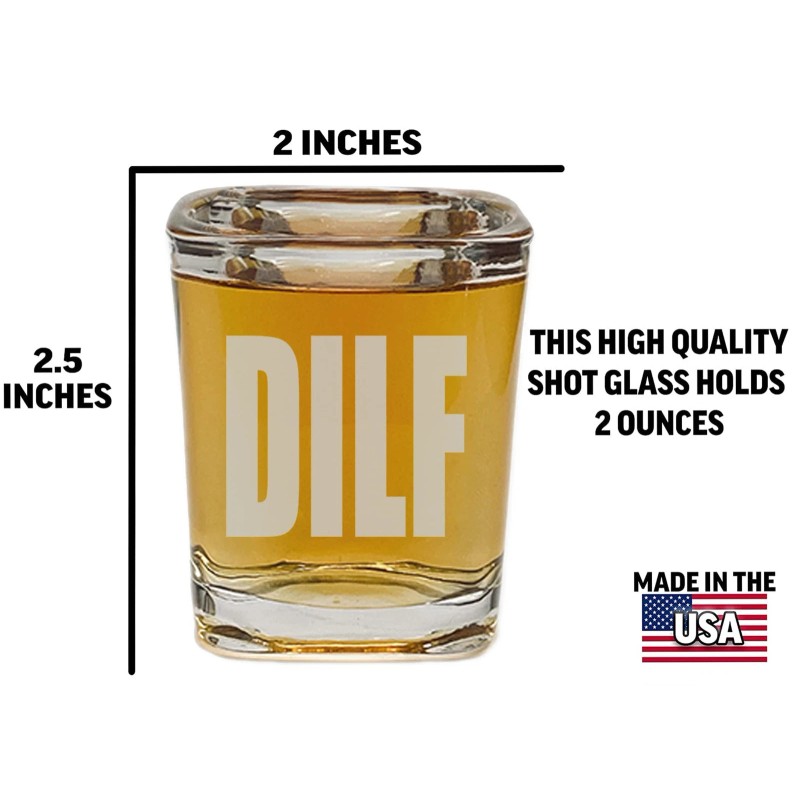 Rogue River Tactical Square Funny DILF Shot Glass Gift For