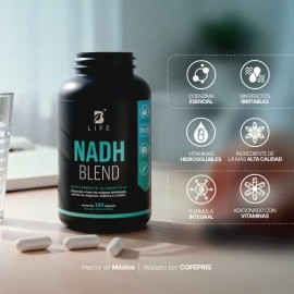 NADH Con 180 Cápsulas | 180 Días de Consumo | 6 Veces Más Producto vs Otros | Nicotinamida Potenciada con Magnesio y Colágeno | Antioxidante NAD H Blend B Life