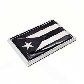 Perdecor Black Puerto Rico Flag Sticker Emblem Decal Puerto Rican Car Chrome Flags, 2 Pack, 3 x 2 inches