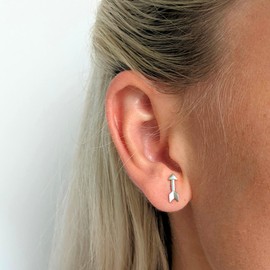 Silverly Women's 925 Sterling Silver Small Arrow Flat Stud Earrings