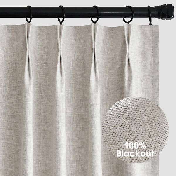MIULEE 92 Inch Curtains Pinch Pleat Linen Blackout Curtains Thermal