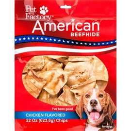 Pet Factory 28372 American Beefhide Chicken Flavored Chips For Dogs, 22Oz
