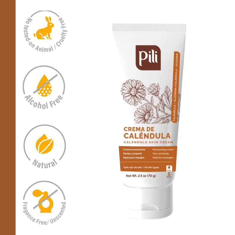 Pili Natural Calendula Cream - Moisturizing Cream for Rough, Dry,