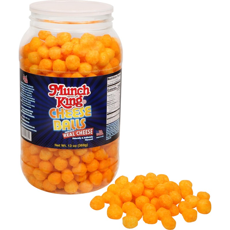 Munch King Snacks Cheese Balls 13 oz. Barrel