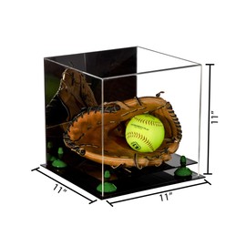 Better Display Cases Versatile Acrylic Display Case - Medium Square with Box with Mirror and Green Risers 11" x 11" x 11" (A001-GRR)