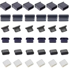 See Description 36 PCS 6 Types USB anti Dust Cover Plugs, Silicone Soft Micro USB Cap Port Prote