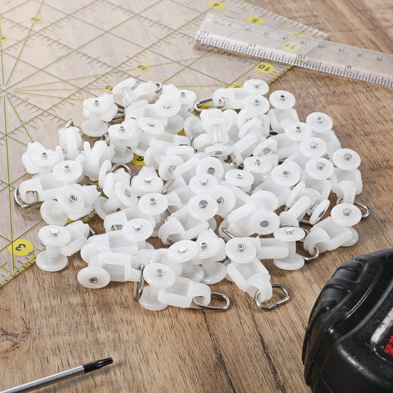 50 Pcs Curtain Track Glider Rollers Hooks Ceiling Sliding Curtain
