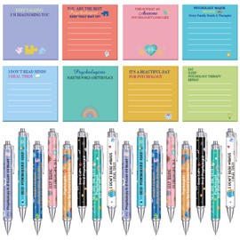 AmazingSpark 24 Sets Psychologist Gifts Include Psychologist Ballpoint Pens and Sticky Notes for Women Men Psychology Student Therapist Psychology Week Mental Health Day Appreciation Gifts