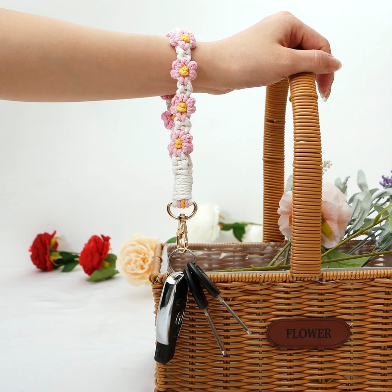 AOKSUNOVA Key Ring Band Macrame Lanyard Short Key Pendant Girls