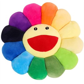 TEFU Flower Plush Pillow, Sunflower Pillow Soft & Comfortable Sunflower Cushion Colorful Sun Flower Plush Toy Home Bedroom Shop Restaurant Decor (Colorful,31.4in/80cm)