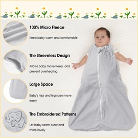 PHF Soft Baby Sleep Sack, 0-6 Months 1.5 TOG Baby Wearable Blanket, 2-Way Zipper Micro-Fleece Sleeping Bags, 2 Pack Comfy Sleeping Sack for Baby Boys Girls, Small Size, Grey & Sage Green