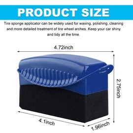 Yourkar 2 PCS Tire Shine Applicator, Flat Tire Dressing Waxing Sponge Pads with Lid Cover, Reusable Tire Polishing Cleaning Foam Applicators with Rectangular Box, Car Accessories (Blue)