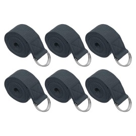 PATIKIL Yoga Strap for Stretching 8 Feet, 6Pcs Cotton Yoga Belt with Adjustable Metal D-Ring Buckle Stretch Bands for Fitness Pilates, Dark Grey
