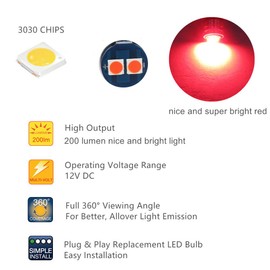 WLJH Super Bright Red Dashboard Instrument Cluster Panel Gauge Lights Backlighting Indicator Lamp Bulb Full Led Dash Light Kit For Ford F150 F250 F350 1967-1979, Pack of 8