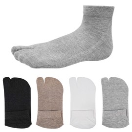 Hellomamma Women's Tabi Flip Flop Socks Two Toe Split Athletic Cotton Colorful Ankle Sock 4pairs