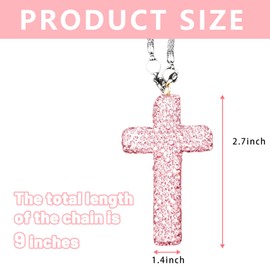 Bling Car Rear View Mirror Accessories Hanging Pendant,Cross Crystal Rhinestone for Mirror Hanging,Double-Sided Cross Diamond Religious,Interior Men Women Car Accessories (Pink)