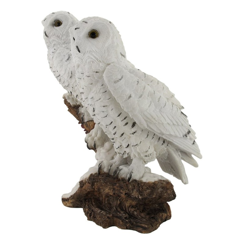 Things2Die4 Pair of Snow Owls on a Branch Statue