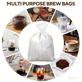 50 Pcs 20"X20" Drawstring Disposable Cold Brew Coffee Filter Bags - Ideal for 5 - Gallon Commercial Systems, Brew up to 5 LBS