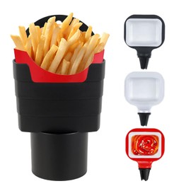 4Pcs Sauce Holder for Car French Fries Car Air Vent Clip Sauce Holder Set in-Car Sauce Holder and French Fry Car Cup Holder Set with 3Pcs Dip Clip 1Pc French Fry Cup Holder Car Accessories