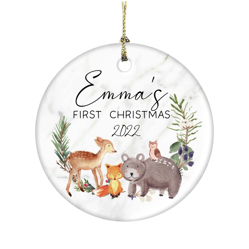 First Christmas Woodland Creatures 3 Inch Ceramic Christmas Ornament With