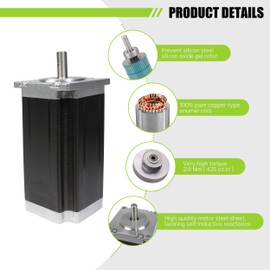 RATTMMOTOR Nema23 Stepper Motor 23HS2430 Single Shaft 57mm×57mm×112mm Stepper Motor 2-Phase, 425oz-in, 8mm Shaft, 1.8°, 3A, 4 Lead Wire for CNC Router Milling Engraving Machine