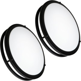 OOWOLF 16inch 48W LED Flush Mount Ceiling Light Fixture Dimmable, Super Bright Matte Black Ceiling Light 4800LM 5000K Daylight White 480W Equivalent, Ceiling Lamp for Bedroom, Kitchen, Office, 2-Pack