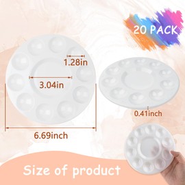 20 Pack Paint Tray Palettes for Kids, Plastic White Palettes for Students, Paint Holder, Paint Supplies