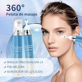Suero Para Ojos Con 5% De Cafeína Y De Retinol, Crema para contorno de ojos y bola de masaje de 360°, Con Ácido Hialurónico Niacinamida Péptidos Para 