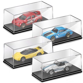 Singhoow 4 Pcs Clear Model Cars Display Case 4.17 x 1.81 x 1.81 Inches Fit for 1/64 Scale Acrylic Display Case Vehicles Toy Storage Collectors