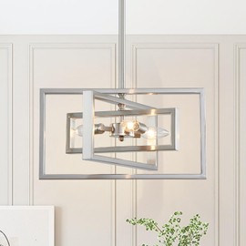 Majhoiw Modern Chandelier 8-Light Farmhouse Black and Gold Geometric Pendant Lighting Fixtures for Kitchen Island, Living Room, Dining Room, Bedroom, Hallway, Office