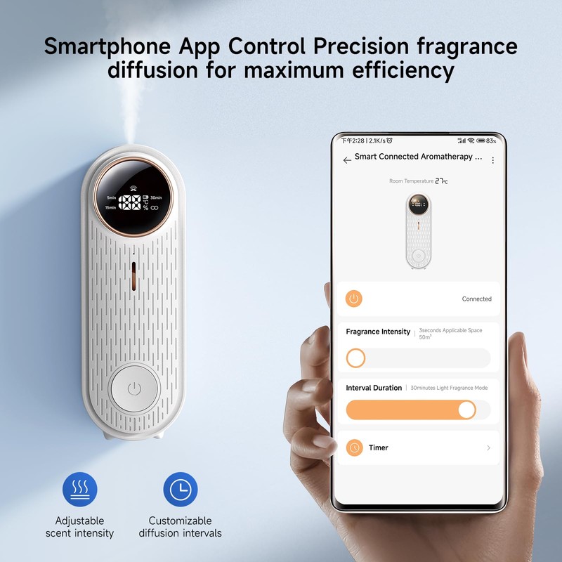Essential Oil Air Freshener Diffuser with App Control - Waterless