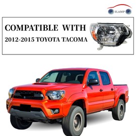 ILAMP Headlight Fit For 2012 2013 2014 2015 Toyota Tacoma Headlamp with Chrome Housing Amber Reflector Replacement （Right Passenger） RH 81150-04180 TCM12A01R