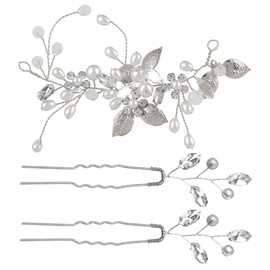 1 Piece Of Crystal Hair Accessories And 2 Pieces Of U-Shaped Pearl Hairpins, Ele And Simple Hair Accessories, Bridal Clothing Accessories, Hairstyle Decorations.