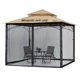 10x10 Gazebo Replacement Mosquito Netting for Pop-Up Canopy Tent, Sidewall Screen with Zipper Universal Black