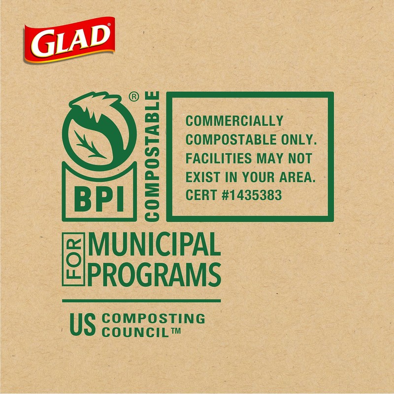Glad Trash Bags, Kitchen Compost Bags 2.6 Gallon Garbage Bags,