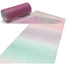 Tulle Roll Gradient Rainbow for Wedding Decoration Supplies Roll Fabric Spool Tulle Tutu Dress DIY Organza Baby Shower Party Supplies 10 Yards x 6"(15cm)
