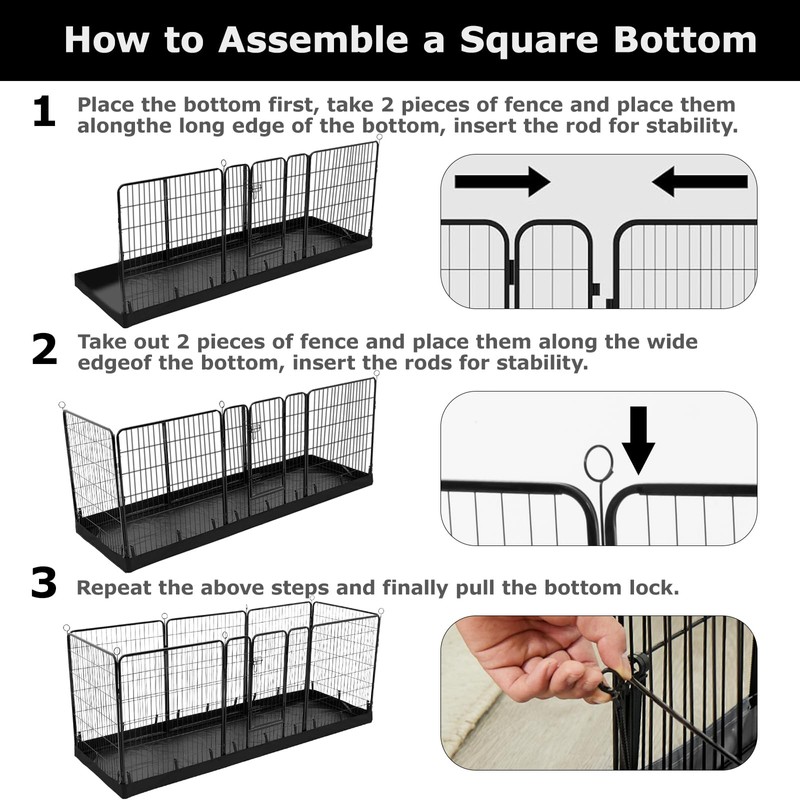 PJYuCien Rectangle Dog Playpen Bottom - Fits 8 Panels, 24''