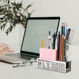 FOKCBOCM 10 year Work Anniversary Plaque gifts for Employee, Appreciation gifts for Coworkers Staff, 10 year Work Anniversary for Her Him, Happy Work Anniversary Office Pencil Holders-DS98