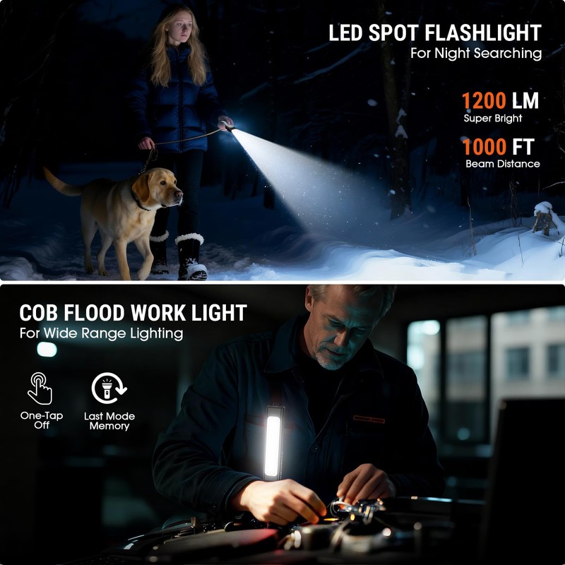 Spriak EDC Flat Flashlight Rechargeable, 1200 Lumens USB-C Pocket Flashlight