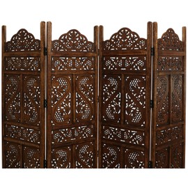 Natural Wooden Room Divider - 72x80, 4 Panel Folding Room Separation Screen for Living Room & Bedroom