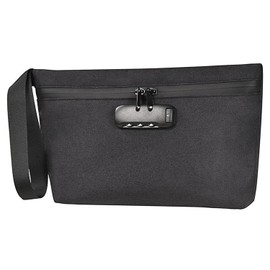 XuJJunB Keyed Pouch Black Valuables Pouch Anti-Theft Portable Travel Business Travel Document Case Money Bag for Cash Credit Card Passport