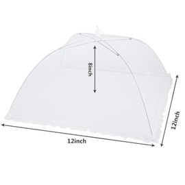 ZHjuju 2 Pack Pop-Up Mesh Food Covers Tent Umbrella – 12x12 Inches White, Reusable & Collapsible Bug Proof Food Dome for Outdoors, Picnics, BBQs, Parties, Keep Out Flies, Mosquitoes