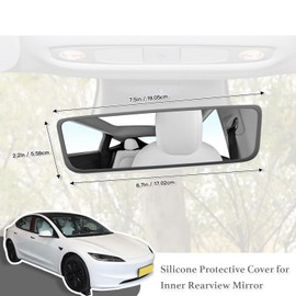 Car Rear View Mirror Silicone Protector Cover,Compatible with Model 3/Y Interior Trim Frame Decoration,Rearview Mirror Edge Cover,Pink Rear View Mirror Accessories,Car Accessories,Gray