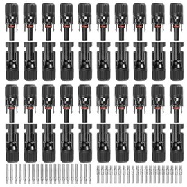 ANGSTROM 40pcs Solar Cable Connectors 10AWG Wires, IP67 Waterproof, 20-Pairs Male/Female, Compatible with MC4-Type Spanners