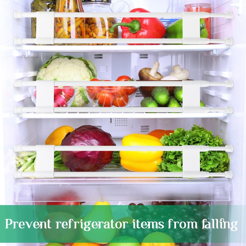 Zubebe 2 Sets Rv Refrigerator Bars Adjustable Rods, 19.7-35 Inch,