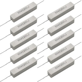 10 PCS White Wound Fixed Ceramic Cement 10w 120 ohm 5% Axial Lead Wire Resistors - Flame, Heat & Moisture Resistant