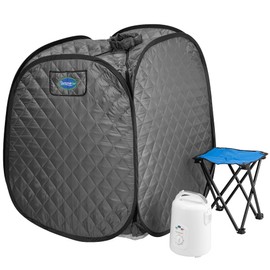 Durasage Personal Foldable Steam Sauna for Relaxation at Home, 60 Minute Timer, 800 Watt Steam Generator, Chair Included - Gray