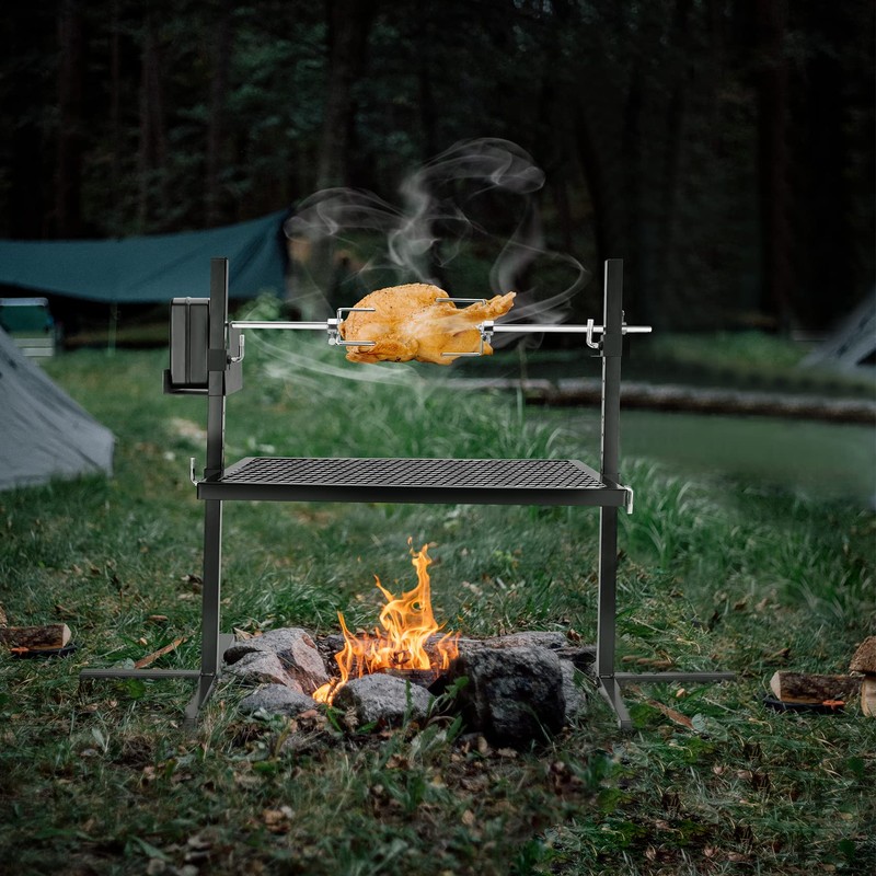 onlyfire Adjustable Outdoor Camping Rotisserie Grill System and Spit Kit