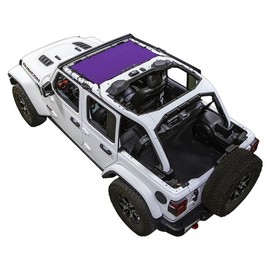 SPIDERWEBSHADE Original JL 4-Door Half Sunshade Top (2018-2026) Compatible with Jeep Wrangler JL 2-Door or JLU Rubicon Sahara Sport All Trims - Airbag Safe - USA Made - 10 Year Warranty (Purple)