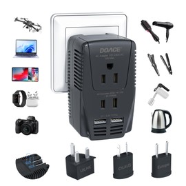 Upgraded 2000W Voltage Converter US to Europe, 220V to 110V Converter for European Travel for Hair Dryer Straightener, 2300W Travel Power Adapter with PD Charger for Laptop Tablet Camera Cell Phone